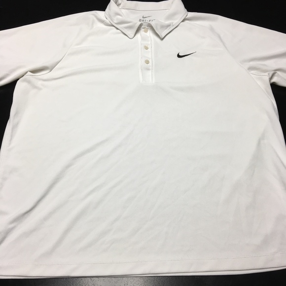 NIKE DRI-FIT XL POLYESTER WHITE 3-BUTTON POLO EUC - Picture 3 of 8